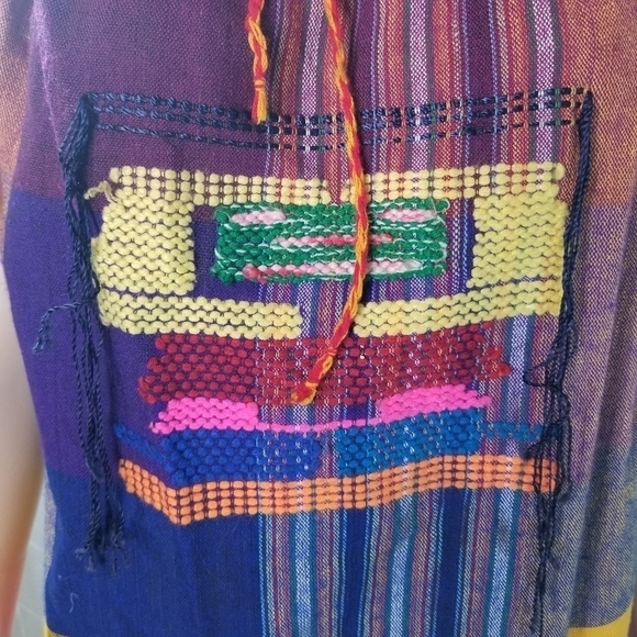 Vtg 80s bright woven madras plaid ethnic Preppy dress - Picture 8 of 11